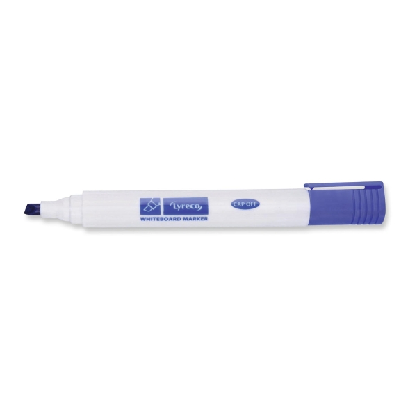 LYRECO CHISEL TIP BLUE WHITEBOARD MARKERS - BOX OF 10
