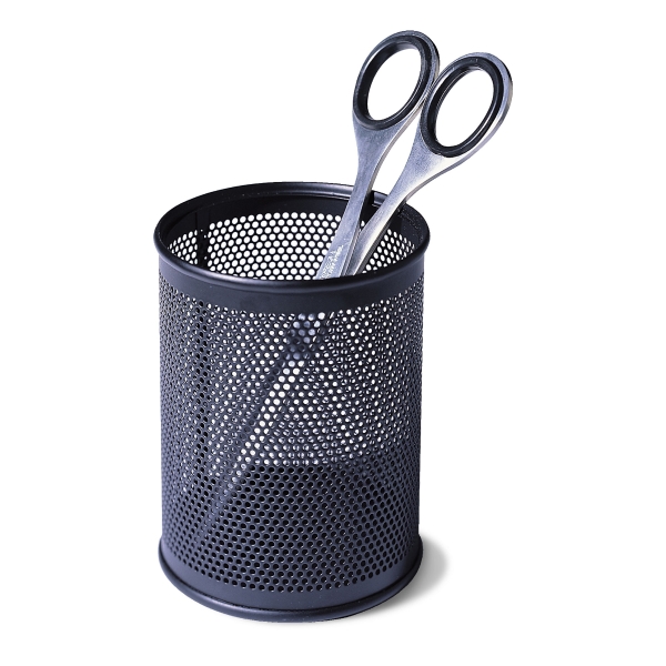 ROLODEX  PUNCHED METAL PEN POT BLACK