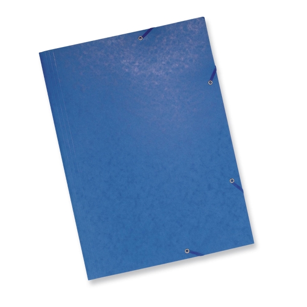 Exacompta 59507E A3 Elasticated Folder, Pressboard 600 g/m2, blue, pack of 5