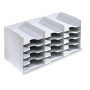 PAPERFLOW HORIZONTAL ORGANISER WITH 15 COMPARTMENTS LIGHT GREY