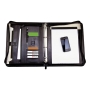 Monolith 2924 conference folder leather with zip and ring binder black