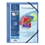 EXACOMPTA KREACOVER 3-FLAP FOLDER WITH ELASTIC PP TRANSPARENT BLUE