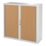 PAPERFLOW EASYOFFICE TAMBOUR CUPBOARD 1,000MM GREY AND BEECH