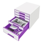 Schubladensystem Leitz WOW, 5 Schubladen, weiss/violett metallic