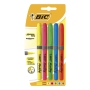 Pack de 12 bolígrafos BIC Atlantis azul + pack 5 fluorescentes