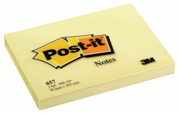 Post-it 657YEL notes 76x102mm geel