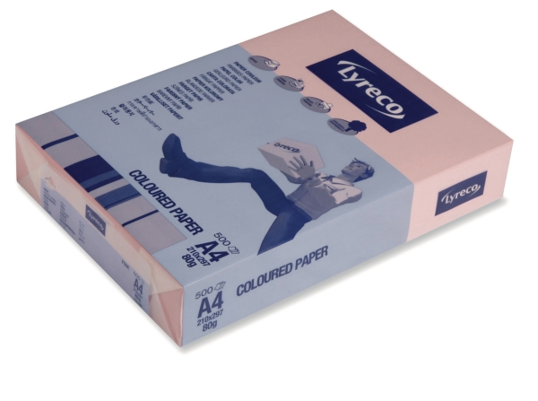 Lyreco gekleurd papier A4 80g roze - pak van 500 vellen