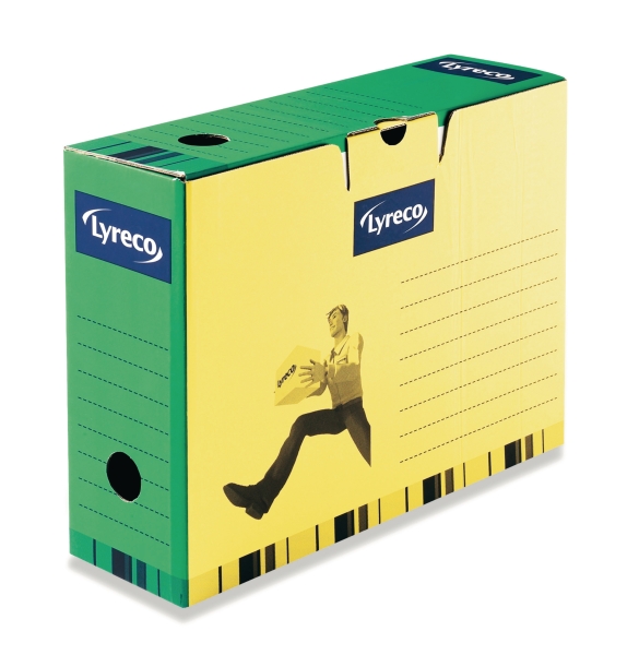 Lyreco archive box 34x26x spine 10cm green/yellow