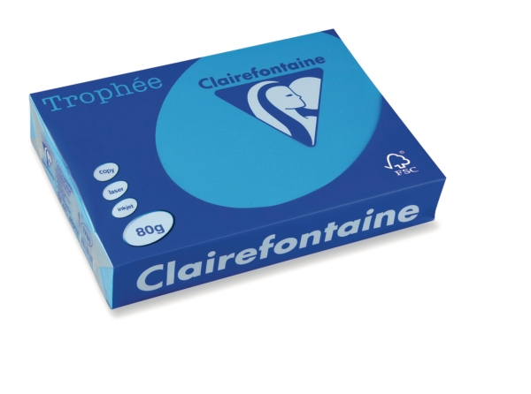 Clairefontaine Trophée 1781 gekleurd papier A4 80g caraibenblauw - pak van 500