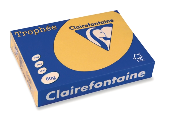 Clairefontaine Trophée 1780 gekleurd papier A4 80g goudgeel - pak van 500 vel