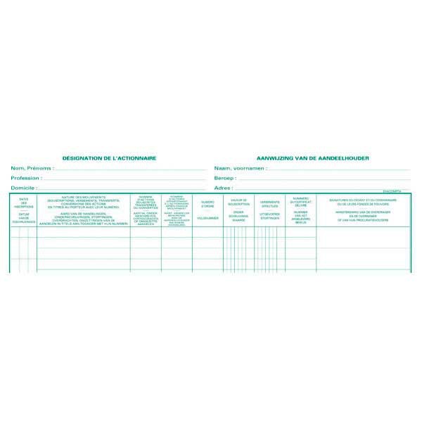 Exacompta company form 93X ''livre des action/aandelenregister: SA/NV'' 80 pages