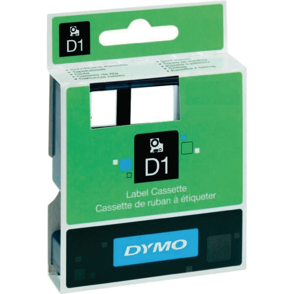 Dymo 45013 D1-etiketteerlint/tape 12mm zwart/wit