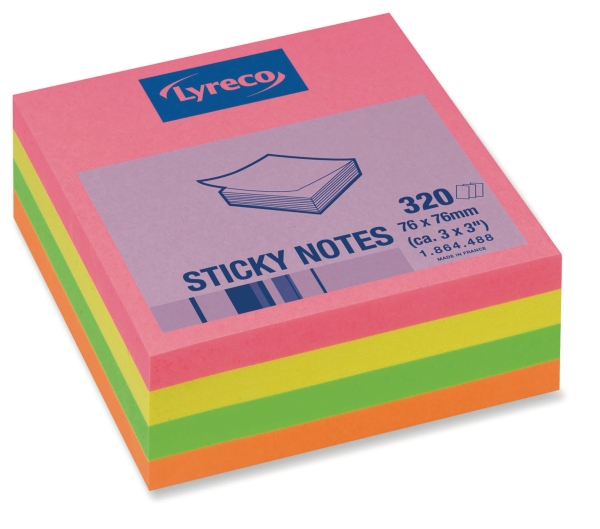 Lyreco cube 76x76 mm 320 pages neon