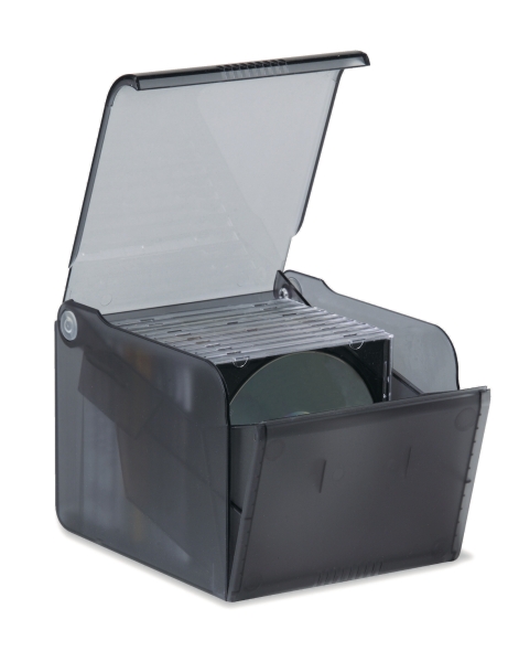 Storage case for 15 CD/DVD transparant black