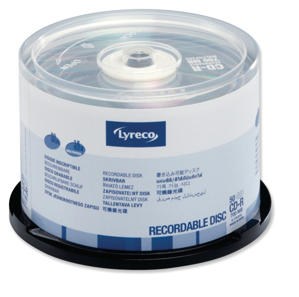 Lyreco CD-R 700MB (80min.) 52x snelheid spindle - pak van 50