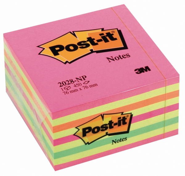 Post-it Notes cube 76x76 mm 450 pages neon pink