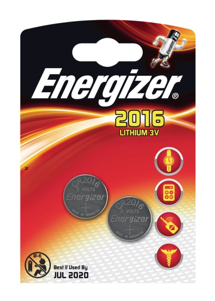 Energizer CR2016 knoopcel batterij voor rekenmachine - pak van 2