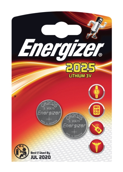 Energizer CR2025 piles bouton pour calculatrice - paquet de 2