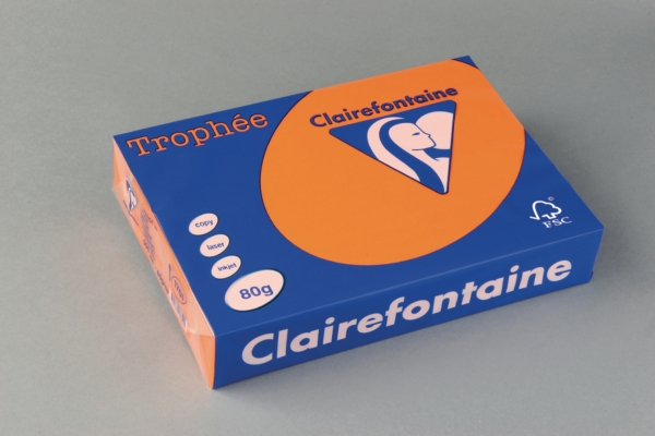 Clairefontaine Trophée 1761 gekleurd papier A4 80g feloranje - pak van 500 vel