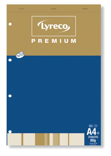 Lyreco Premium schrijfblok A4+ geruit 5x5mm geniet 80 vellen