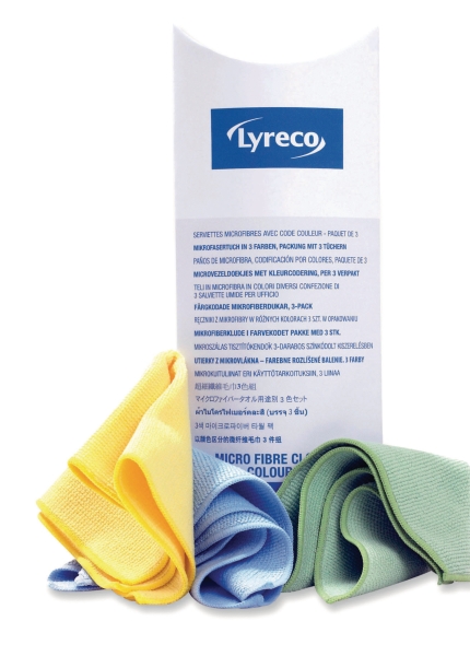 Lyreco microfiber cloth assorted colours - pack of 3