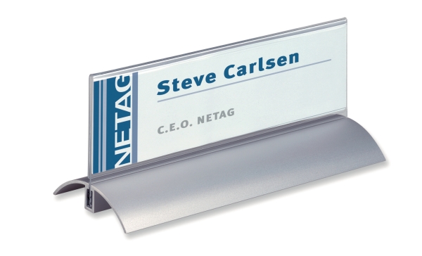 Durable 8202 aluminium table place name holder 210x61mm - pack of 2