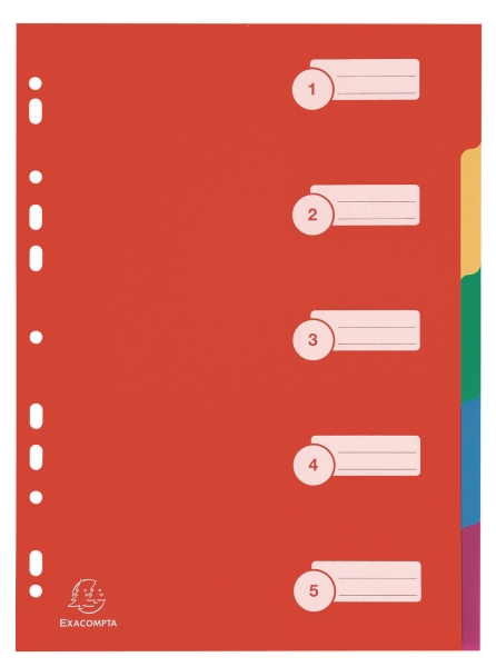 Exacompta neutral dividers extra strong 5 tabs PP 11-holes