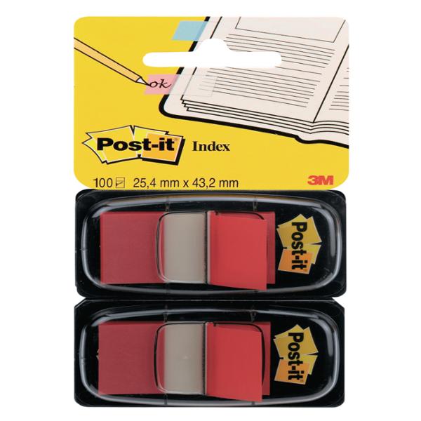 Post-it Index 25x44mm rood - pakket van 2