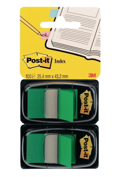 Post-it Index 25x44mm groen - pakket van 2