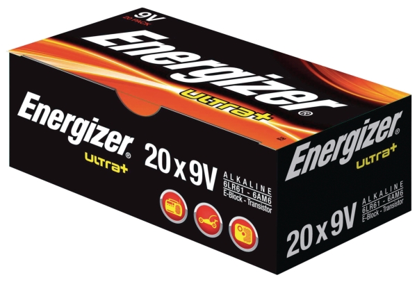 Energizer LR61/9V Ultra+ batteries for low energy consumers - pack of 20