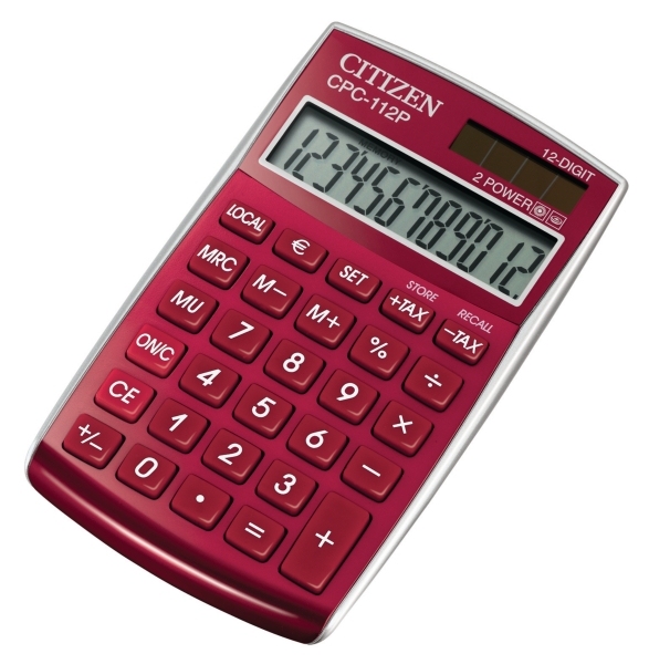 Citizen CPC112 basic+ calculatrice de poche bordeaux - 12 chiffres