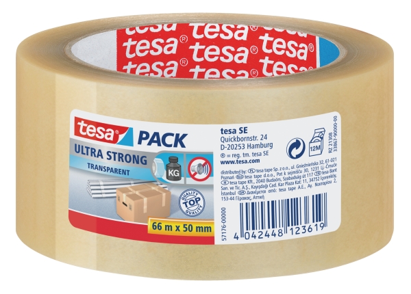 Tesa 4124 verpakkingstape 50mmx66m ultra bestendige PVC transparant