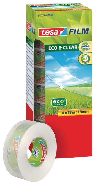 Tesa Eco&Clear transparant tape 19mmx33 m - value pack 7+1 free