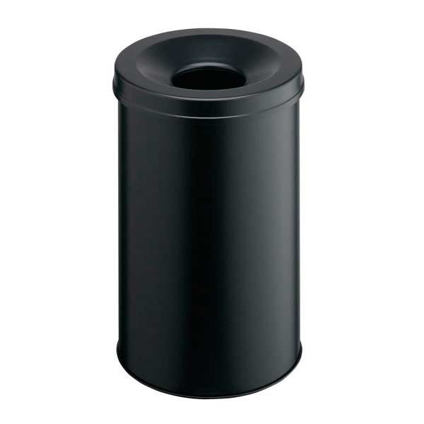 Durable waste bin metal with extinguisher 30 litres black