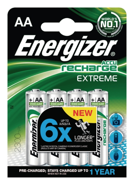 Energizer LR6/AA Extreme batterijen oplaadbaar 2300mAh - pak van 4