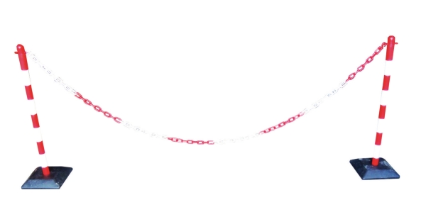 Viso afbakeningskit met 2 plastic paaltjes, ketting 2 m, 2 S-haken - rood/wit