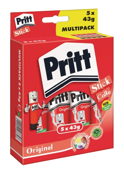 Pritt glue sticks 43 g - pack of 5 from which 1 for free