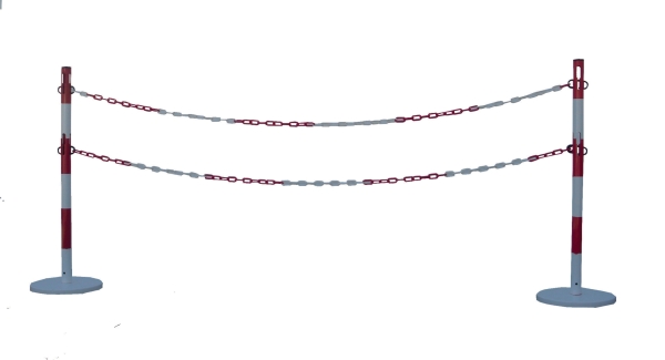 Viso afbakeningskit met 2 metalen paatljes, ketting 2 m, 2 S haken - rood/wit