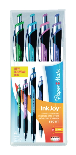 Paper Mate Inkjoy 550 stylo à bille rétractable - étui de 4 couleurs