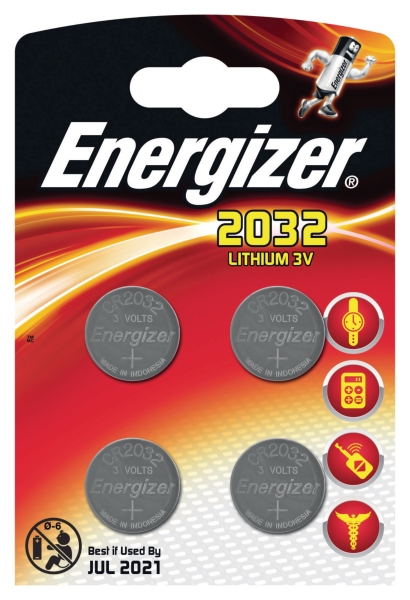Energizer CR2032 knoopcel batterij voor rekenmachine - pak van 4
