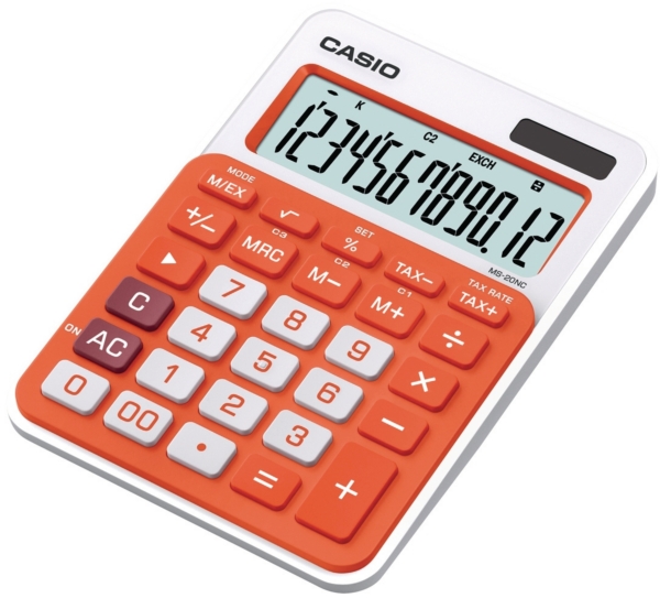 Casio MS-20NC calculatrice de bureau compacte orange - 12 chiffres