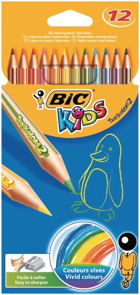 Bic Kids Tropicolors colored crayons assorted colours - box of 12