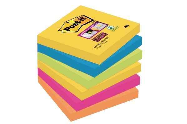 Post-it 654-6SS Super Sticky notes 76x76mm Rio kleuren - pak van 6