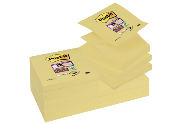 Post-it Super Sticky Z-Notes 76x76 mm jaune canari - paquet de 12