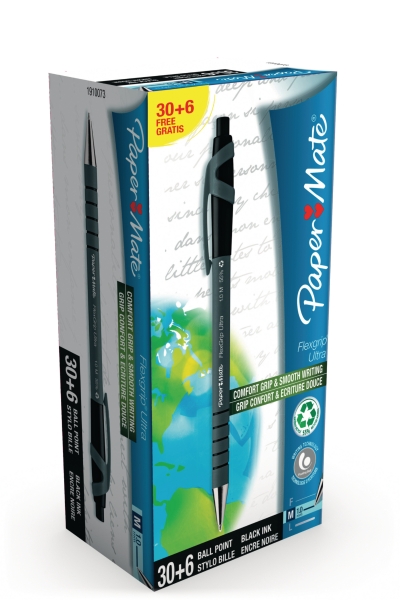 Paper Mate Flexgrip Ultra retractable ballpoint pen value pack 30+6 black