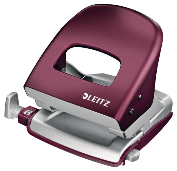 Leitz Style  2-hole punch 30 sheets - burgundy