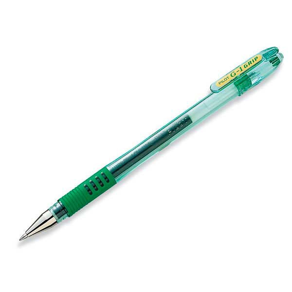 Pilot G-1 Grip refillable gel roller with cap 0,7mm green