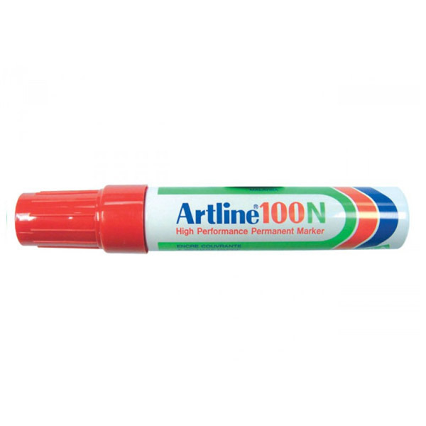 Artline 100N permanent marker chisel tip 7,5 - 12mm red