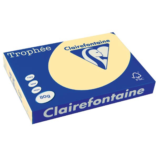 Clairefontaine Trophée 1884 papier couleur A3 80g canari - ram. de 500 flls
