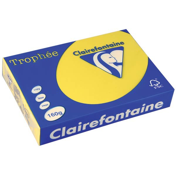 Clairefontaine Trophée 1029 papier couleur A4 160g jaune soleil-ram. de 250 flls